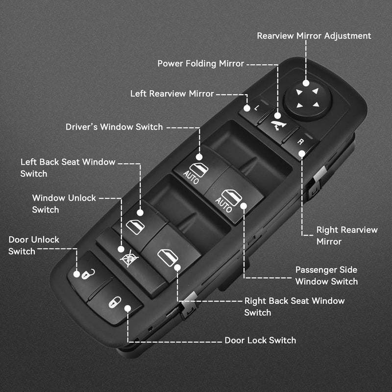 RLP Driver Side Master Power Window Switch 9 Pins + 3Pins Compatible with 2012-2015 17-19 Dodge Grand Caravan 2013-2015 Ram 1500 2500 2015 Ram 3500 2012-2015 Town&Country Replaces# 68110867AB 68110867AA - Image 2